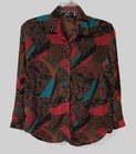 Vtg 80s TOP SEASON Sheer Paisley KITSCH New Wave Button Up Top bold statement L — photo 2