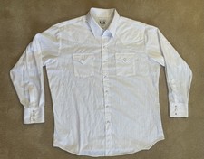 ELY Cattleman pearl snap shirt mens XL 17.5X35 White Long Sleeve
