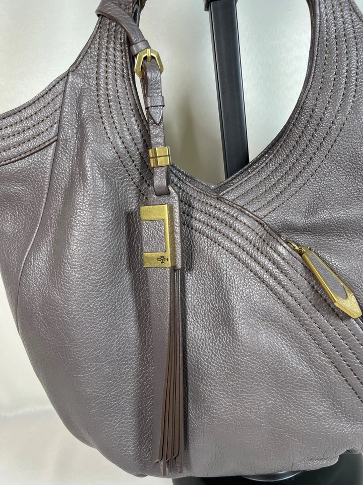 orYANY 100% Cuero Guijarro Mediano Bolso de Mano Cartera Gris Hobo Bolso de Hombro 7 Bolsillos Foto 3 de 4