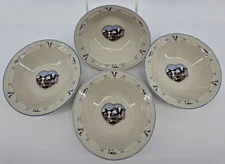 Vtg Tienshan Stoneware Buttercup Cows Bowls Set Of 4 Farmhouse Country 90s 7"