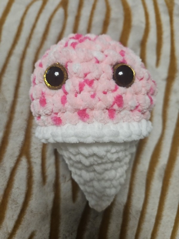 Strawberry Pink Crochet Sno Snow Cone Plush Soft Yarn Plushie Handmade Toy