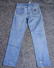 Carhartt B18 STW Mens Jeans 34x36 Light Wash Traditional Fit Cotton Workwear