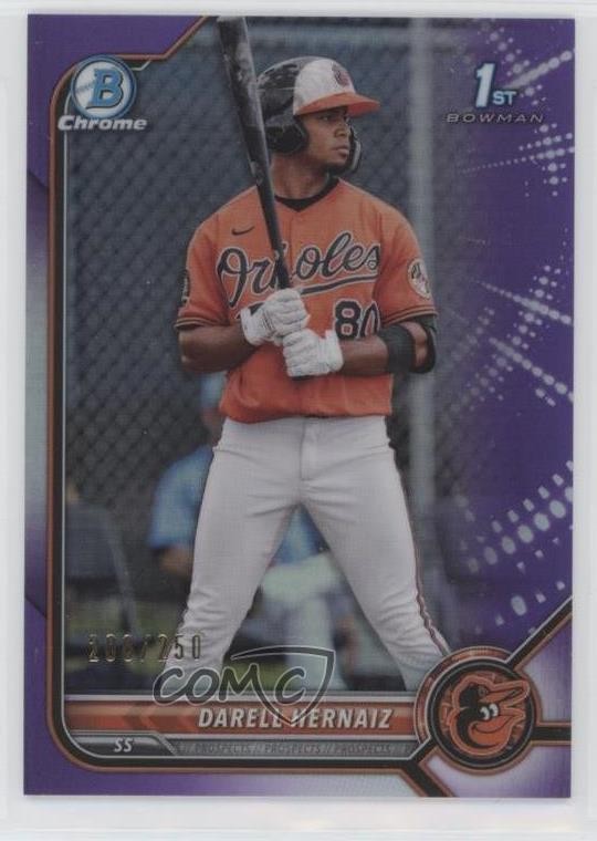 2022 Bowman Chrome Prospects Purple Refractor 208/250 Darell Hernaiz #BCP-27 0b3