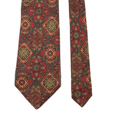 Burberrys Tie All Over Pattern Red Brown Used Elegant Classic Accessory
