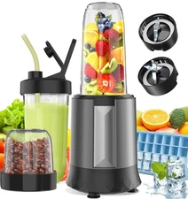 TOAKELI SMOOTHIE BLENDER, 1300 W UPGRADED COMPACT PERSONAL BLENDER - GREY/BLACK