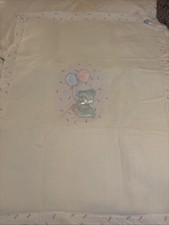 Vtg Quiltex Baby Blanket Teddy Bear Nylon Trim Made In USA 36x42” White New (d8