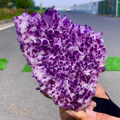 1.43LB New Find Purple Phantom Quartz Crystal Cluster Minera lSpecimen Healing