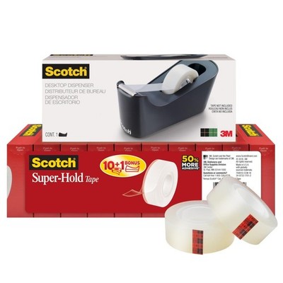Scotch Tape Dispenser Value Pack Super-Hold 3/4 in x 1000 in, Transparent 