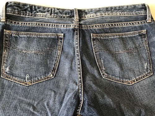 GAP Jeans Straight Leg Low Rise Destructed Size 29/8 Medium Blue Wash100% COTTON - Picture 4 of 4