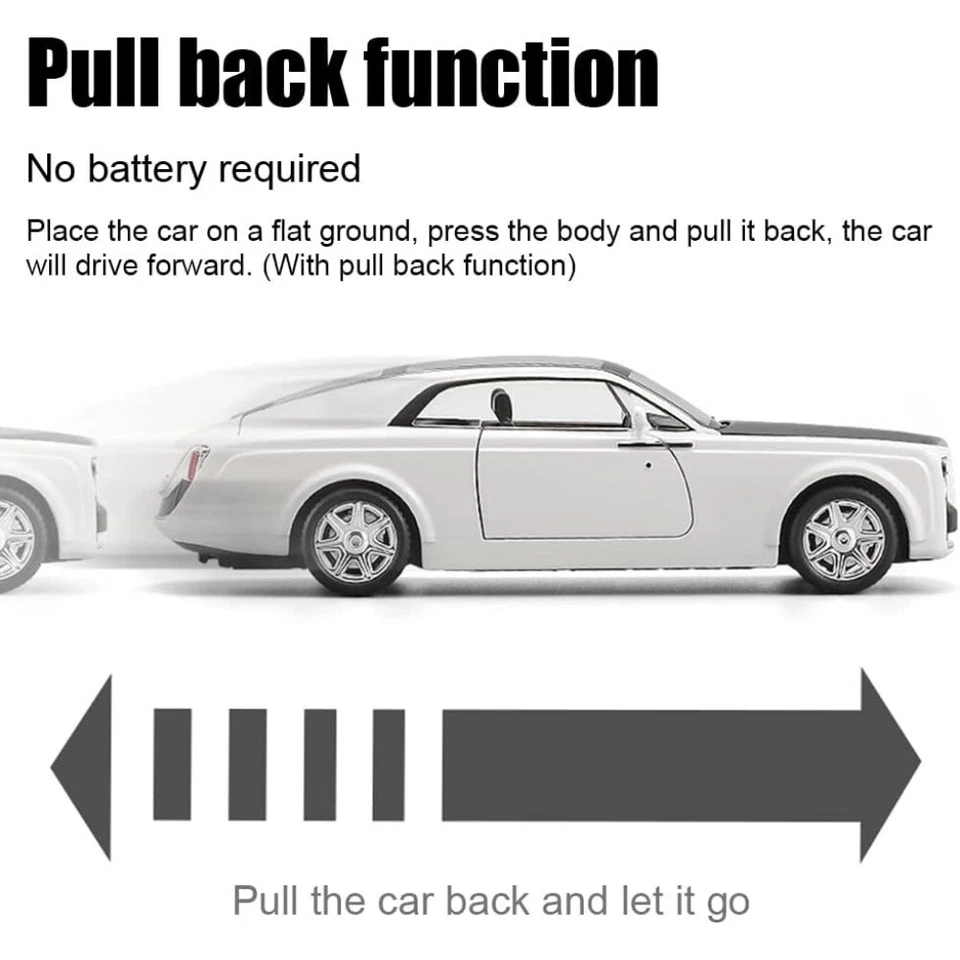 1/24 Rolls-Royce стреловидный хвост игрушка автомобиля сплава литая коллекционная модель игрушечные транспортные средства - Изображение 3 из 4