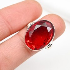 Red Garnet Ring Gemstone Handmade 925 Sterling Silver Fine Jewelry Gift For Love