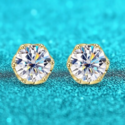 0,5ct Ohrringe Gelbgold Diamant Testpass Laborgefertigt VVS1/D/Top