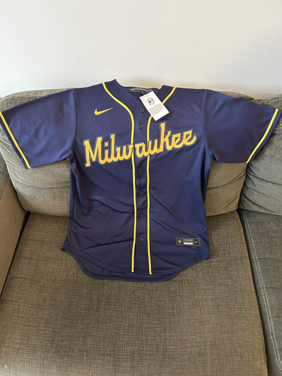 Nike Authentic Milwaukee Brewers Blue Alternate MLB Baseball - Main Image