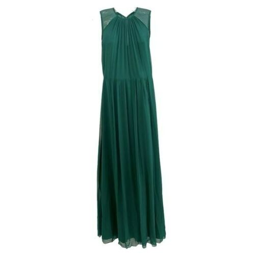 Dessy Green Sequin Shoulder Chiffon Flowy Long Evening Maxi Formal Dress Gown 6 - Picture 1 of 6