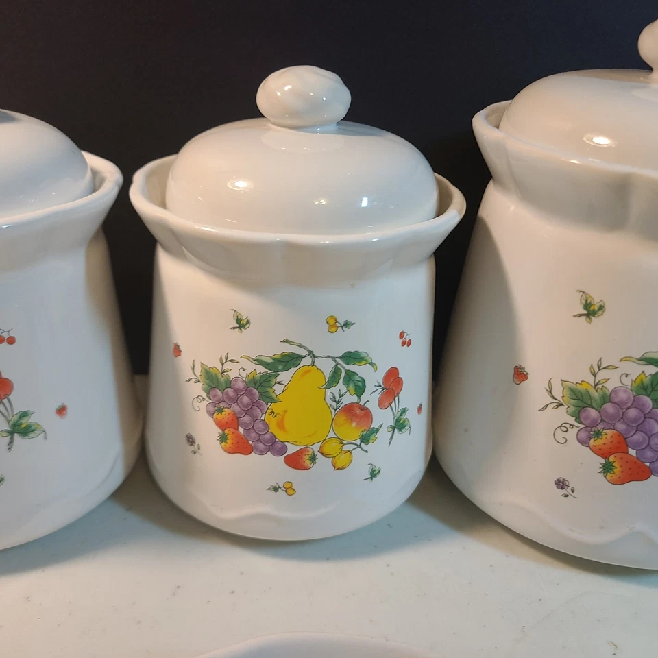 Juego de botes estilo europeo de 4+1 piezas CON soporte de cuchara a juego fruta uva melocotón Foto 4 de 4