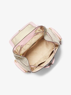 Michael Kors backpack jet set MK logo large chain backpack powder blush multi Michael Kors Jet Set Large Powder Blush Multi Pvc Chain  main image 2