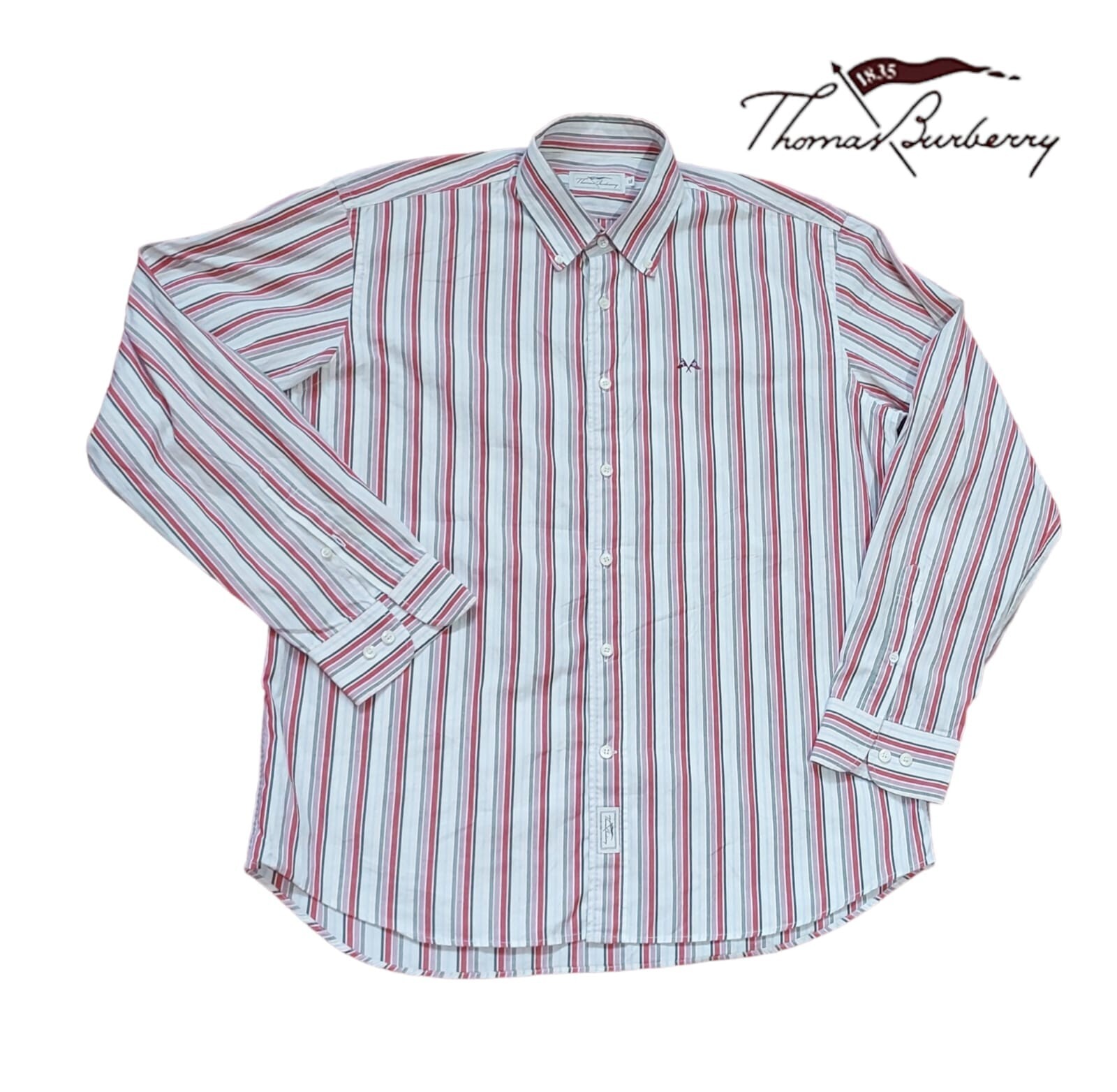 Thomas Burberry Shirt for Men's Casual Regular Fit Down-Button Dress Size XL