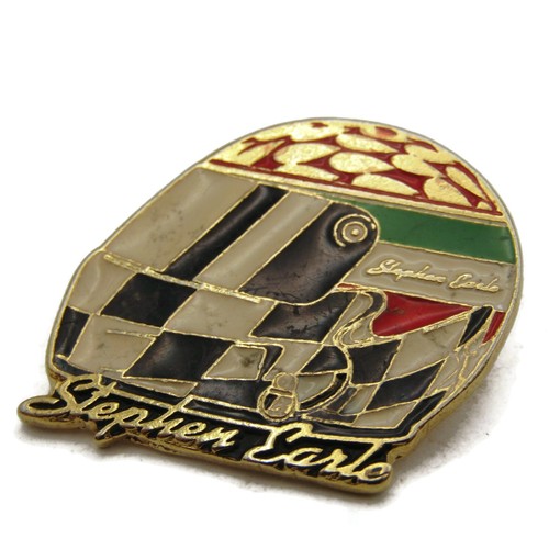 Retro Racing Checkers Vintage Stephen Earle Auto Racing Helmet Enamel Lapel Pin Checkered ...