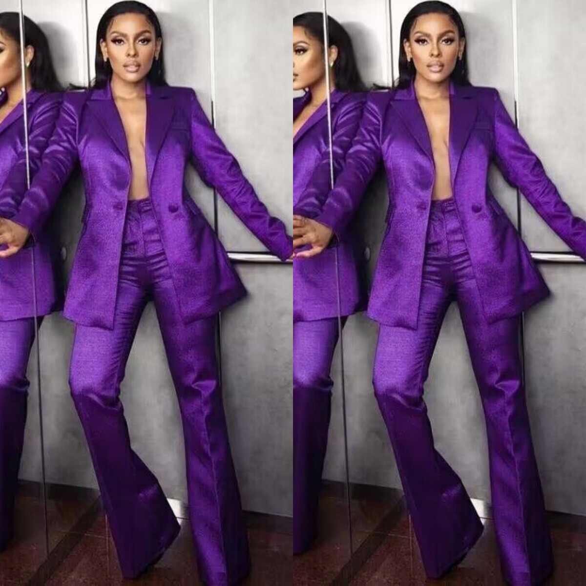 Sparkly Suits for Women 2Pcs Purple Modern Evening Party Jacket Ladies Outfits Sparkly Suits for Women 2Pcs Purple Modern Evening Party Jacket Ladies Outfits