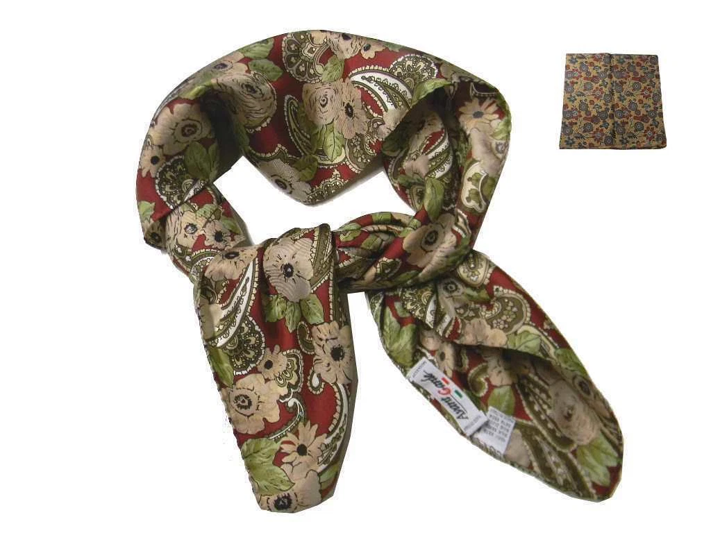 Foulard Quadrato Uomo In Seta Similata 53x53cm – Stile Britannico Vintage Con Motivo Paisley – Sciarpa Unisex Multicolore - copertina