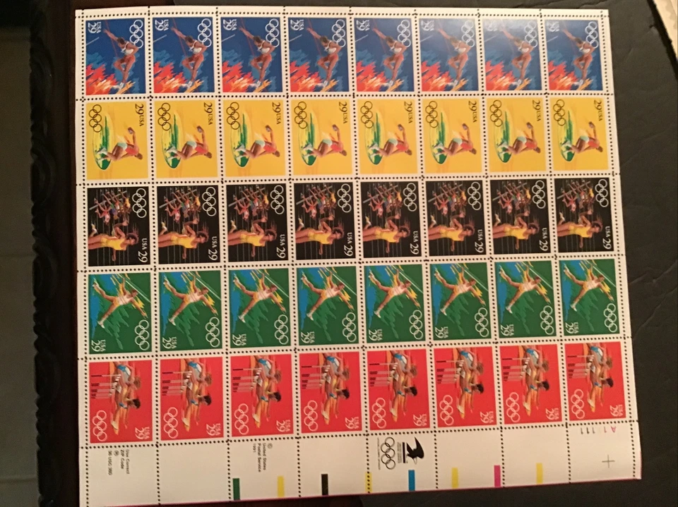 U.S. SHEET OF 40 SCOTT#2557a 1991 29ct SUMMER OLYMPICS MNH P#A11111 BELOW FACE - Image 2 of 3
