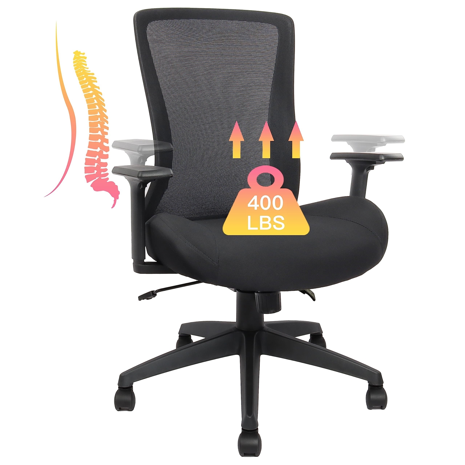 Big and Tall Office Chair for Heavy People 400lb, Ergonomic Desk Chair Mesh C...