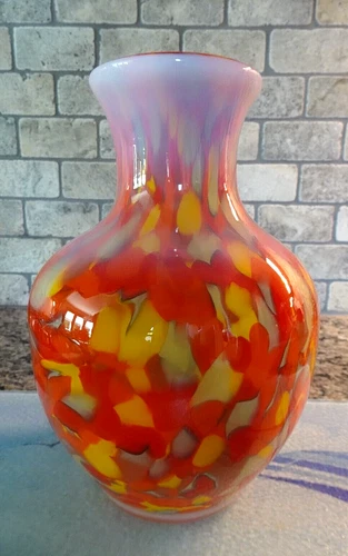 Limited Edition Fenton Glass DAVE FETTY Myriad Mist Mosaic Spatter Vase #148/750