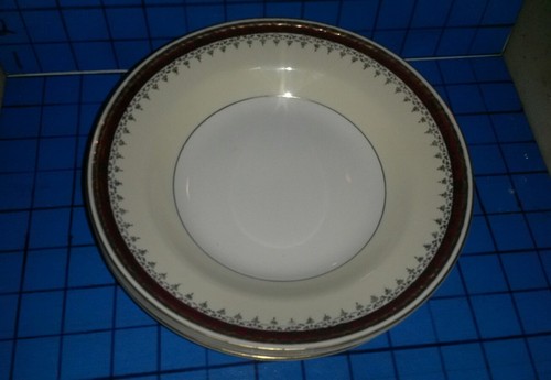 Set of 4 Homer Laughlin Georgian Eggshell Burgundy Gold Rim Band 8 1/4" Bowls - Picture 2 of 6