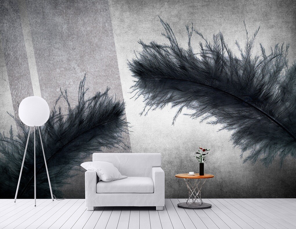 3D Black Feather 10926NA Wallpaper Wall Mural Removable Self-adhesive Fay
