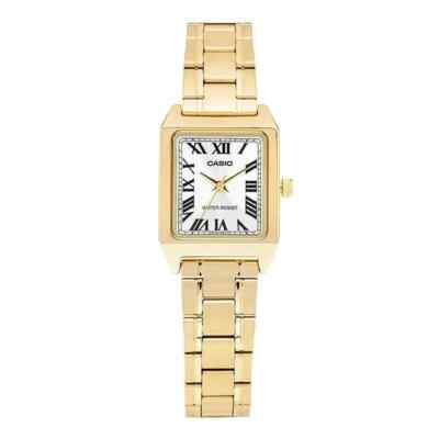 Casio Damen Analog Vintage Uhr LTP-V007G-9BUDF - Goldfarbenes Metallband, Ele...