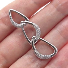 925 Sterling Silver Round-Cut C Z Teardrop Link Charm Slide Pendant