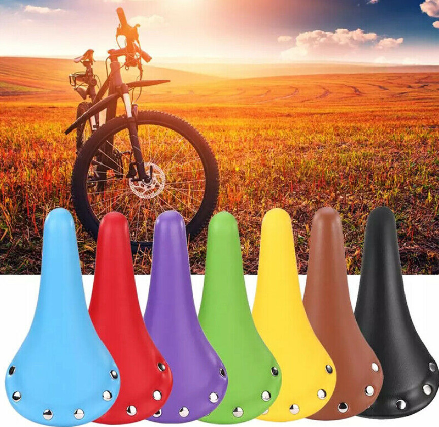 Bike PU Leather Seat Cushion Retro Rivet Waterproof Saddle Bicycle Accessories