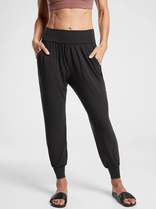 ATHLETA Studio Jogger S SMALL Soft Black Yoga Pants Lightweight Workout  Lounge