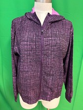 HIND Running Windbreaker Jacket Hooded Zip Front Size Medium Purple Pink