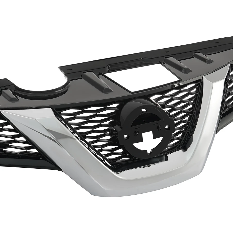Chrome With Black Front Grille Upper Bumper Grill For Nissan Rogue 2014-2016 - Image 3 of 4