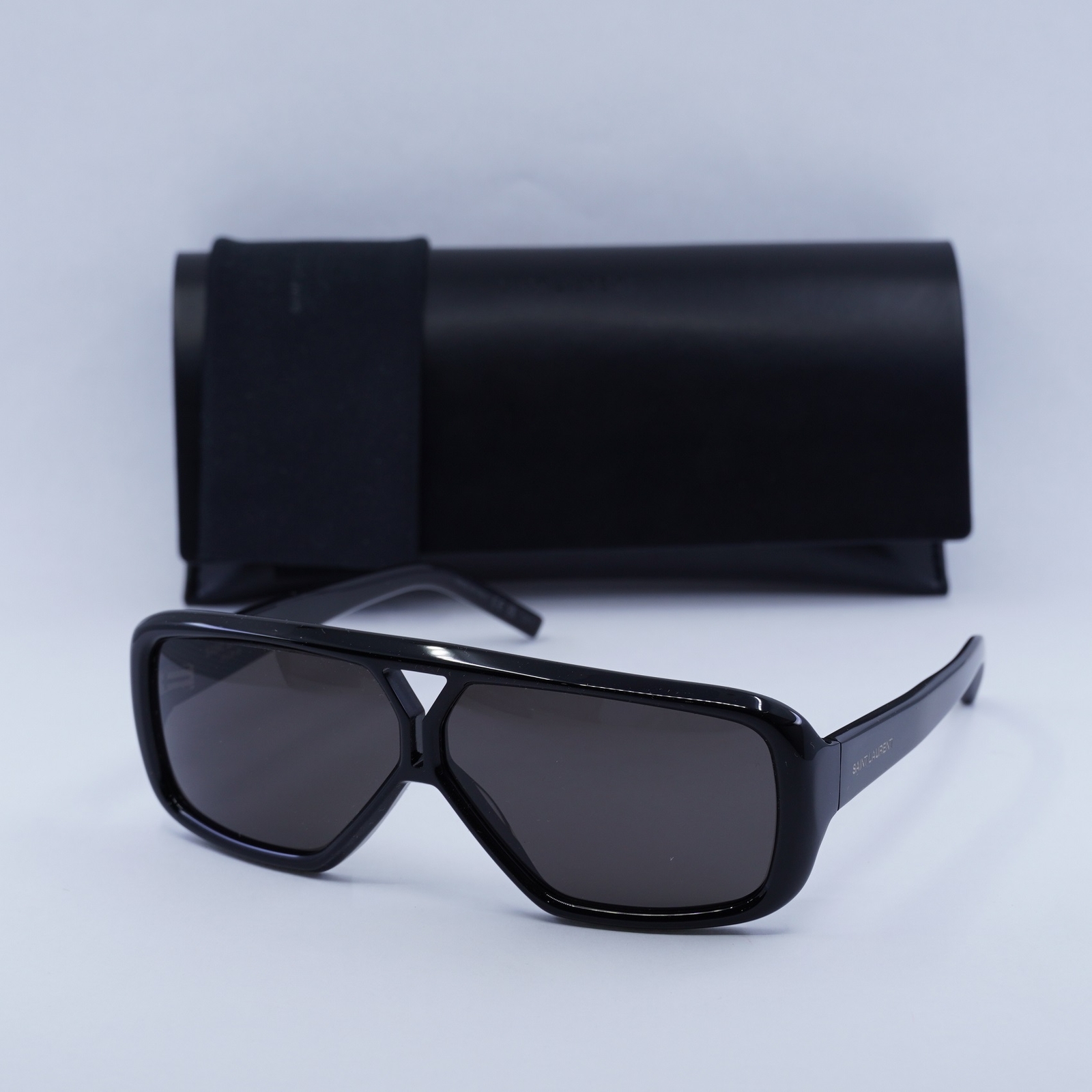 Occhiali da sole Saint Laurent SL569Y 001 nero grigio lucido 63 7 140 nuovi autentici
