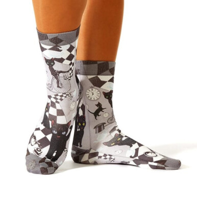 Damen WIGGLESTEPS Socken - ONE SIZE (Gr. 36/40) - Motiv: 00830 - Black Cat  1