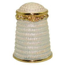 Rare Dé à Coudre Collection Fabergé Styl/ Dé à Coudre métal plaqué Or, céramique