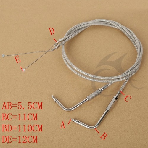 Stainless Braided 110CM 43-1/2" Throttle Cable Fit Harley FLH FLT, FXD FLST FXST - Picture 3 of 5
