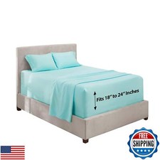 Hearth and Harbor Extra Deep Pocket California King Sheets - 4 Piece Hotel Lu