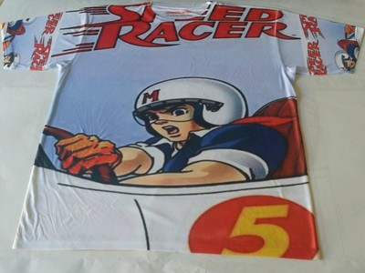 Custom Speed Racer Sublimated shirt white bred powder blue thunder lightning