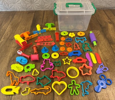 Play Doh Tools 60+ Pieces Accessories Fun Factory Roller Cookie Cutter Toy Lot