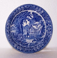 Vintage Blue and White Pastoral Scene Small Bowl Japan