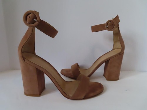 Gianvito Rossi Beige Suede Portofino High Block Heels/Shoes EUR 38.5