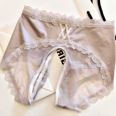 Womens Satin Shiny Wetlook Boyshorts Open Crotch Bikini Briefs Panties Underwear