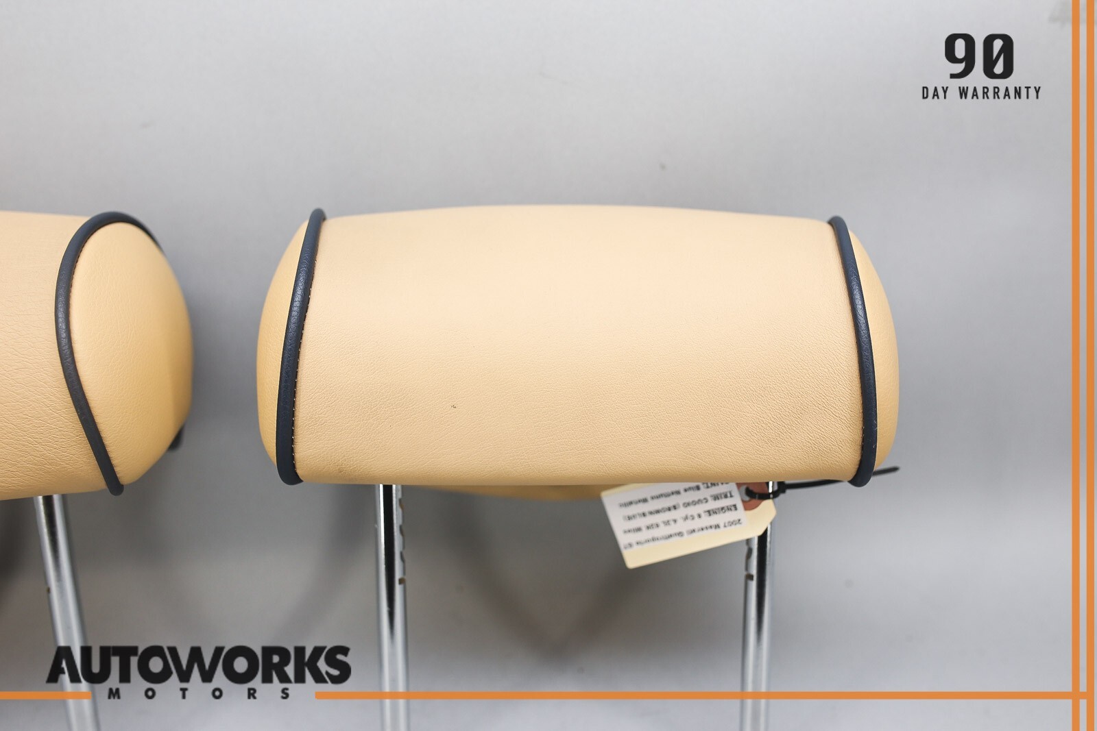 03-13 Maserati Quattroporte M139 Rear Left & Right Seat Headrest Set Beige OEM