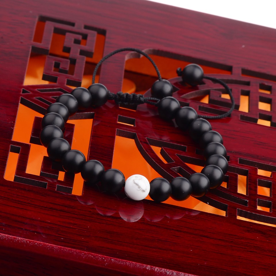 Mens Beads 8mm Natural Agate Gemstone Bead Bracelet - Handmade Weave, No Clasp, For Men & Women Natural Stone Bracelet - Foto 11