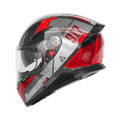 HAX Impulse Motorcycle Helmet Full Face Clear Visors DOT Approved Droid Red