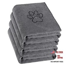 4 Pack Dog Towels for Drying Large Microfiber Grooming Tools 16 x 32 Inch Gray