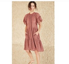 ULLA JOHNSON Doris Dress Clay Flowy Dress Bohemian Size 4